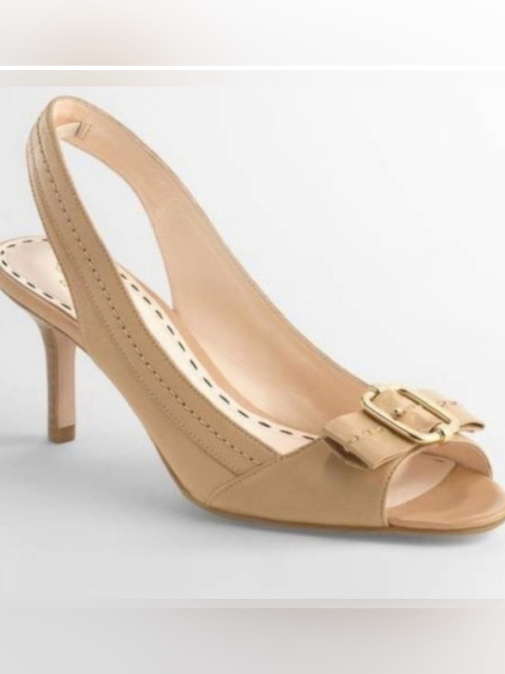 Coach Miranda Nude Slingback Peep-Toe Heel with  Buckle